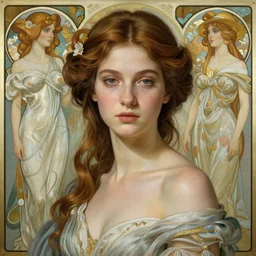 beautiful goddess by zdzisław beksinski, iris van herpen, jean delville, brom, and alphonse mucha, detailed realistic beautiful portrait
