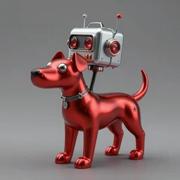 explorer ( ( ( ( ( 1 9 5 0 s retro future robot android dog. muted colors. ) ) ) ) ) by jean baptiste monge!!!!!!!!!!!!!!!!!!!!!!!!! chrome red
