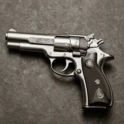 Dark-toned product photos, Colt Pistol in chromium metal, 4K, Vintage