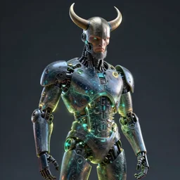glowwave portrait of robot viking, au naturel, hyper detailed, digital art, trending in artstation, cinematic lighting, studio quality, smooth render, unreal engine 5 rendered, octane rendered, art style by klimt and nixeu and ian sprigger and wlop and krenz cushart.