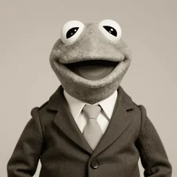 a sepia photograph of kermit the frog in a suit