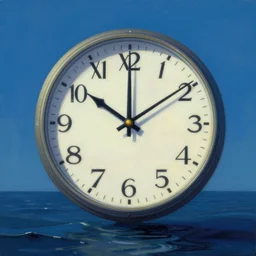 a clock floating on the sea, sharp focus, intricate, digital painting, trending on artstation, art by mary blair