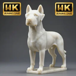 marble statue of a dog, realistic, artistic, 4 k resolution, award winning