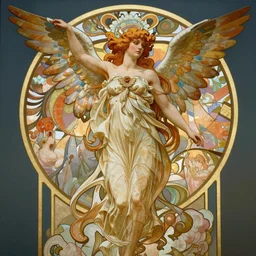 hyperrealistic detailed seraphim with cinematic sharp focus 8 k in style of alfons mucha