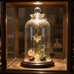 a beautifully lit, award winning photo of a specimen bell jar from a cabinet of curiosities