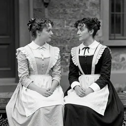 Chambermaid sisters 1800s, papin sisters, historic photo