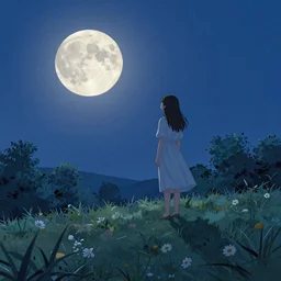 a dream of a midsummer night with a full moon whose light illuminates the environment
