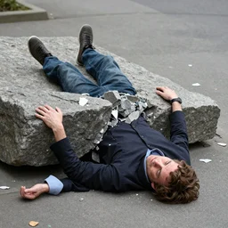 jordan peterson being crushed under a metaphorical stone slab representing the weight of his own lies, crushed, jordan is crushed