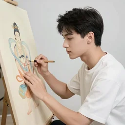 dunhuang, attractive male, painting by gaston bussiere, j. c. leyendecker, yoji shinkawa