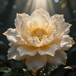 exotic textured surreal living light flower, sunbeams shining, fantasy, magic, cinematographic, photorealistic pbr