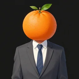 junji ito illustration of a businessman with an orange fruit for a head