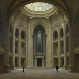 grandiose atrium on coruscant, grant wood, pj crook, edward hopper, oil on canvas