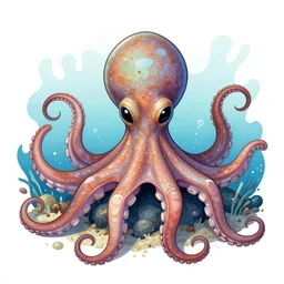 alien octopus fish scientific biology illustration from textbook