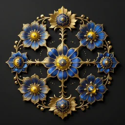 black blue yellow, complicated gold and blue flowers the baroque style decoration, dark fantasy, intricate, elegant, highly detailed, digital painting, artstation, concept art, matte, 3 d 8 k octane rendered, sharp focus, illustration, octane rendered, art by artgerm