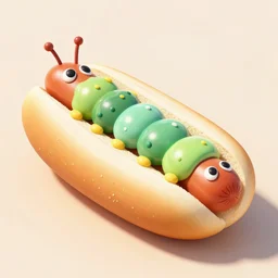 a caterpillar shaped hotdog