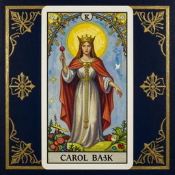 beautiful tarot card of the queen of dreams by alex grey and dan mumford and carol bak, oil on canvas, intricate, border, symmetrical, portrait, 8k highly professionally detailed, HDR, CGsociety