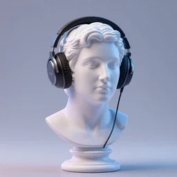 roman bust wearing headphones, vaporwave!!!!! aesthetic