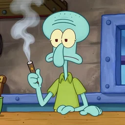 squidward smoking a blunt