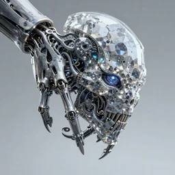 crystal mantle robot bioorganic extrusions of fingers, twisting, stretched, mutated, intricate, photorealistic, hard surface, ultra detailed, high detail, 8k,