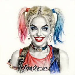 a pencil drawing of harley quinn, hyper realistic, highly detailed