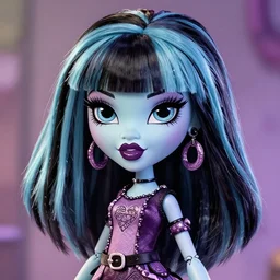detailed portrait of draculaura from monster high, cartoon style by loish, soft lighting, detailed, fine clothing