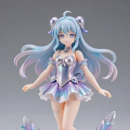 James Jean isolated magical girl vinyl figure, figure photography, holographic undertones, glitter accents on figure, anime stylized, high detail, ethereal lighting - H 640