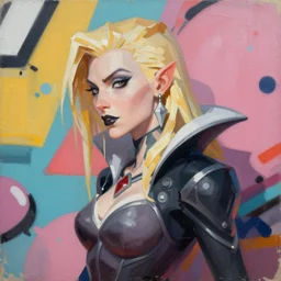 greg manchess portrait painting of camilla vampiress queen of styria as overwatch character, pale blonde hair, medium shot, asymmetrical, profile picture, organic painting, sunny day, matte painting, bold shapes, hard edges, street art, trending on artstation, by huang guangjian, gil elvgren, ruan jia, greg rutkowski, gaston bussiere