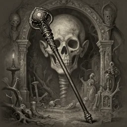 magic item, illustration of staff, osr dungeon, tomb of horror, illustration, high detail, high resolution
