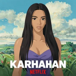 title poster for kim kardashian as a modern original anime series on netflix, sharp focus, smooth, key anime visual, trending on artstation, very detailed, studio ghibli, watercolor anime background