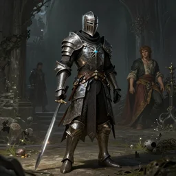 Knight in style of Dark souls and elden ring, by Wlop and Thomas Kinkade, fantasy matte painting, trending on cgsociety and unreal engine，light effect，highly detailed