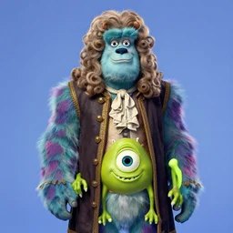 portrait of Isaac Newton as a character in Monsters, Inc.