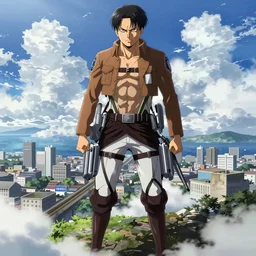 a beautiful ultradetailed anime illustration of a titan from Attack on Titan standing menacingly over the city, up to bottom is clouds，sea，railway，by makoto shinkai，anime wallpaper 4k，prismatic