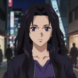 medium portrait salma hayek in fullmetal alchemist movie, detailed face, violet evergarden, tokyo, ufotable, key visual, cinematic, city background, night time, street, fate stay night, unlimited blade works, greg rutkowski, high resolution, street clothes, anime, high budget