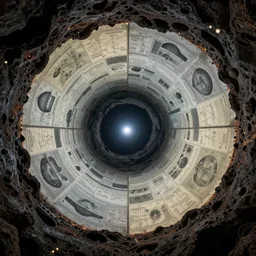 the inside of a black hole filled with feynman's diagrams, realistic 1 8 3 0 s style