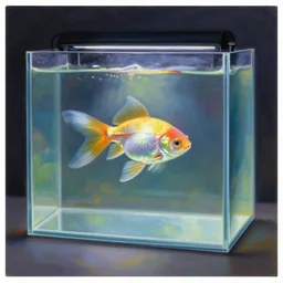 a beautiful painting of a singular pearlescent fishtank, shining its soft light across a tumultuous span of luminescence by greg rutkowski and thomas kinkade, trending on artstation.