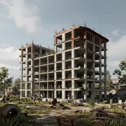 a beautiful ultradetailed rendering of architecture nature unfinished building industrial architecture abandoned ranch building city by diebedo francis kere and sergey vasnev, archdaily, film atmosphere, highly detailed, trending on artstation, the last of us : part 2 style