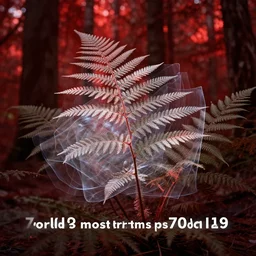 Photo contest winner 2019: 70mm still from cinematography winner (2019): beautiful transparent fern starkly dappled in deep redwood forest sunlight, depth of field, “world’s most transparent plant”, multiple overlapped layers of cellophane