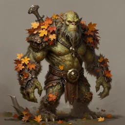 autumnal treant ogre, d & d, fantasy, portrait, highly detailed, digital painting, trending on artstation, concept art, sharp focus, illustration, art by artgerm and greg rutkowski and magali villeneuve