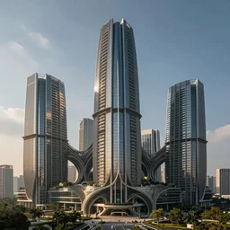 biophilic architecture, simple towering utopian structures