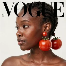 tomato earrings tomato earrings, vogue africa kenya nigeria women's fashion beauty celebrity magazine, ilya kuvshinov, john singer sargent, digital art illustration, impressionist oil painting, trending on artstation, intricate