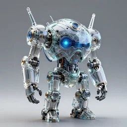 intricate mechanical robot made of glass, digital robot fantasy creature illustration, artstation trending robot render, intricate, octane render, hyper realism, sharp focus, insanely detailed, digital painting, matte, cute mech robot character, masterpiece