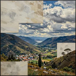 detailed and highly reliefed analogue mixed media collage textures photorealistic, expressionism,, spectacular quality