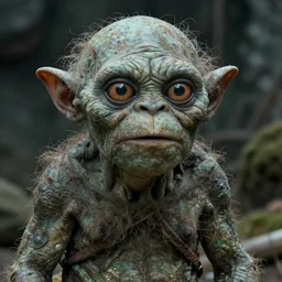 high-resolution photograph of a Gollum showing off his hairy armpits