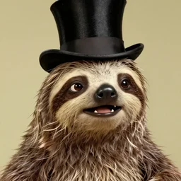 a beautiful close - up shot from a 1 9 5 0's cartoon of an anthropomorphic angry sloth wearing a top hat. joseph ducreux, greg rutkowski.