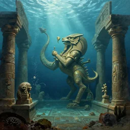 inside the temple of dagon submerged beneath the ocean by pieter s aenredam