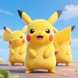 3 d render of pikachu, disney luca style, 8 k