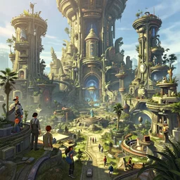 highly detailed utopia illustration in gta v, stephen bliss, unreal engine, fantasy art by greg rutkowski, loish, rhads, ferdinand knab, makoto shinkai and lois van baarle, ilya kuvshinov, rossdraws, tom bagshaw, global illumination, radiant light, detailed and intricate environment