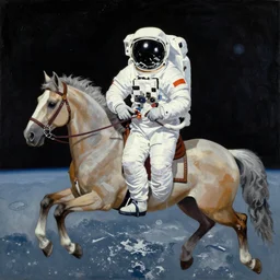 andy warhol painting of an astronaut riding a horse in space