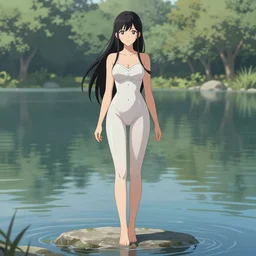 lady in the lake transcendent beauty, extremely detailed, sharp focus, wide view, full body shot, smooth, digital illustration, by james jean, by rossdraws, frank franzzeta, mcbess, sakimichan