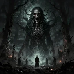 an extremely detailed masterpiece of nightmares'and horror, inspired by remedios varo, digital art, dark moody lighting, apocalyptic, epic scene, extremely moody lighting, glowing light and shadow, 4 k